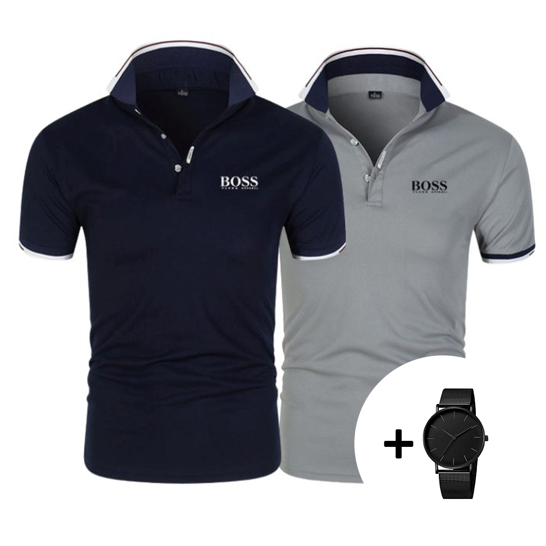 1+1 GRATIS – 2er-Set Premium Poloshirts + Gratis Uhr