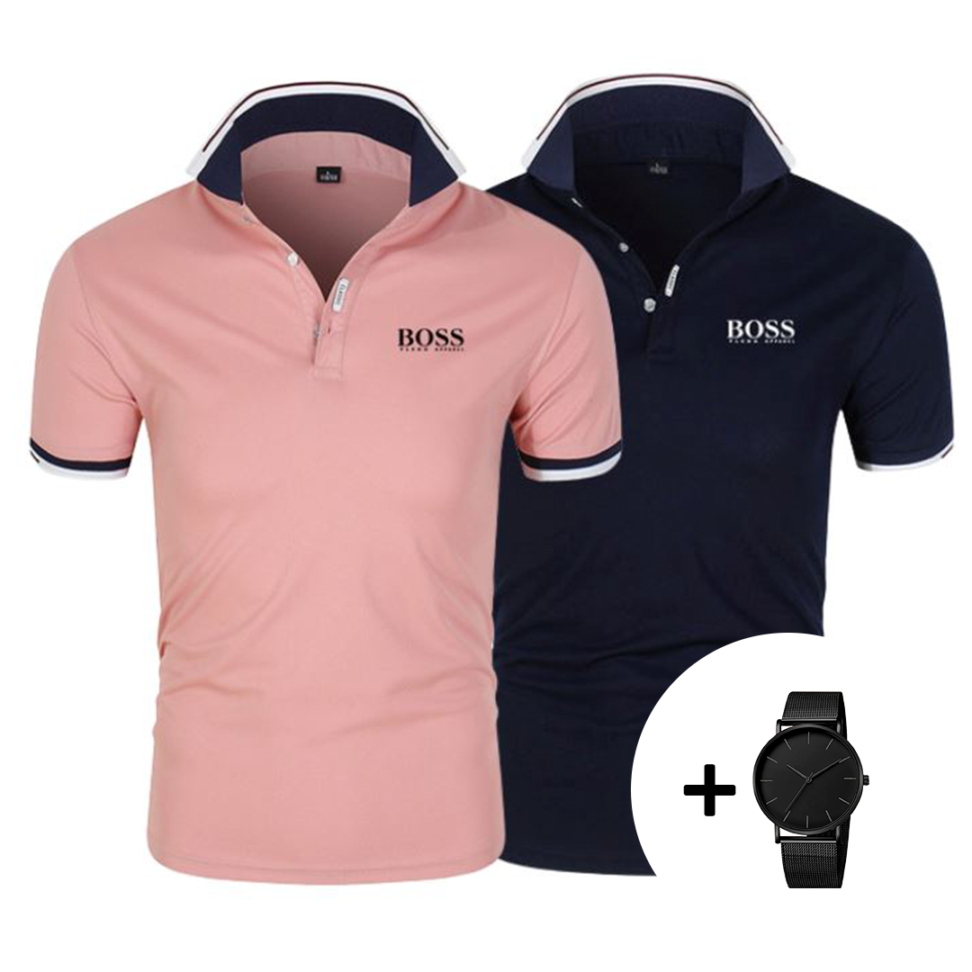 1+1 GRATIS – 2er-Set Premium Poloshirts + Gratis Uhr