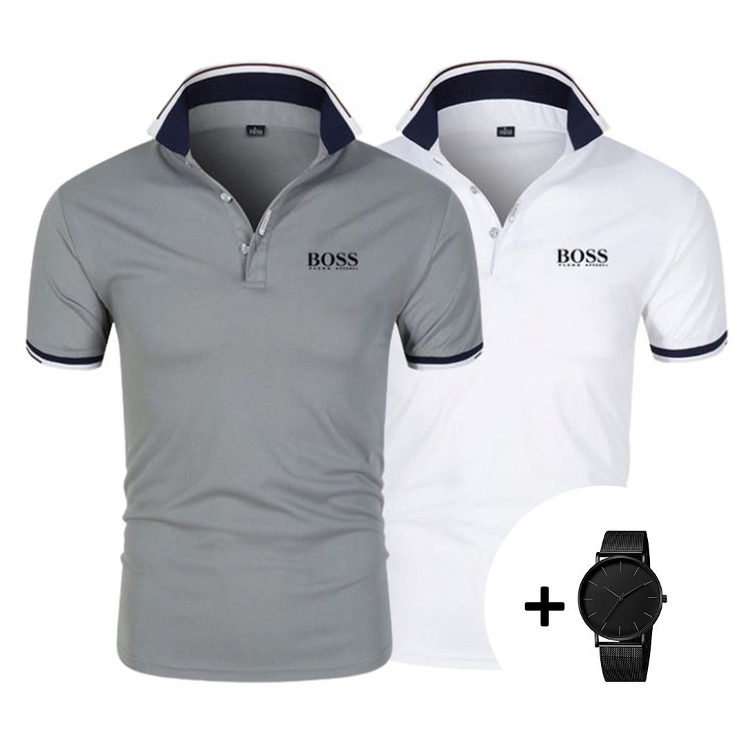 1+1 GRATIS – 2er-Set Premium Poloshirts + Gratis Uhr
